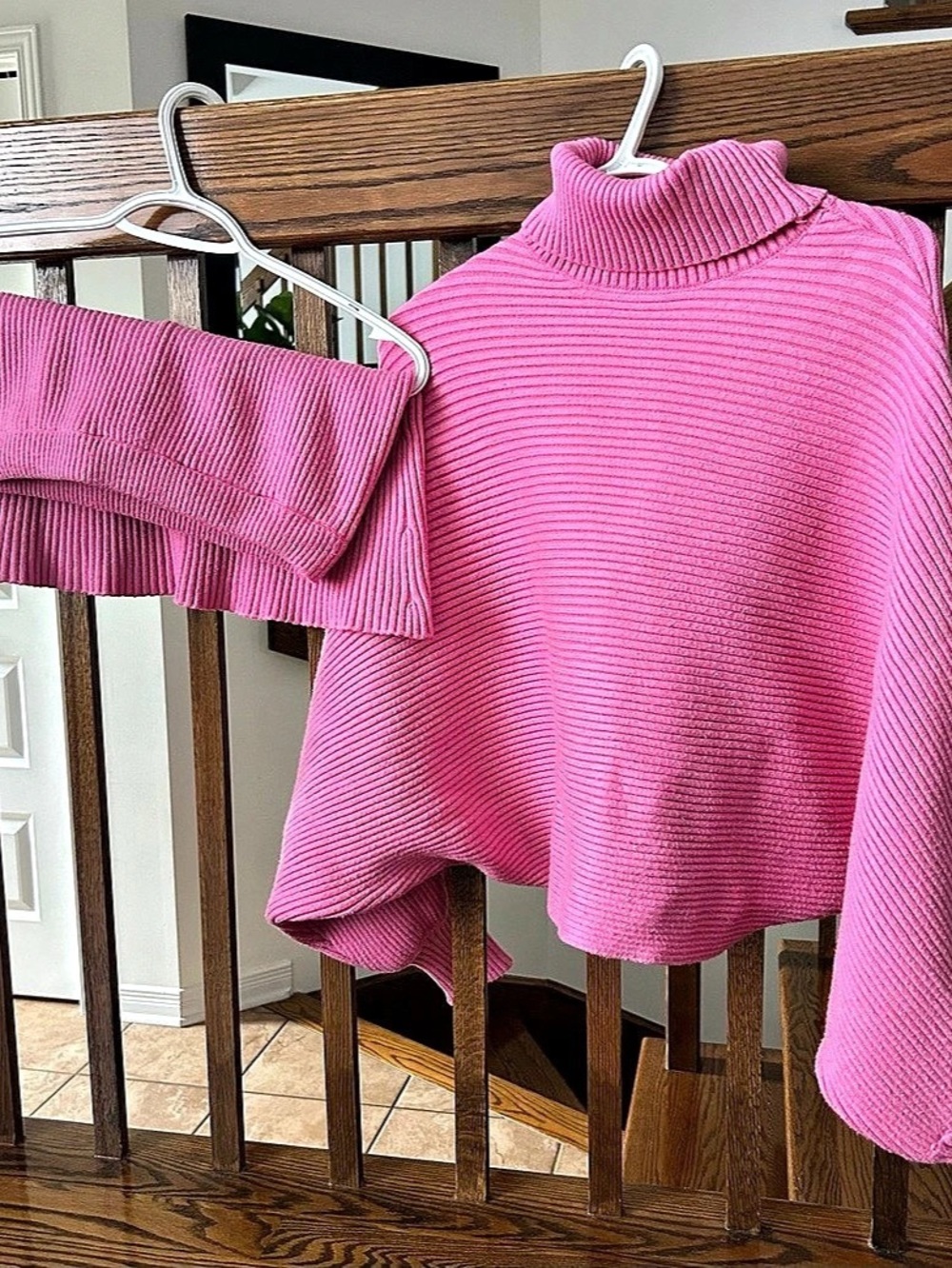 Zara Pink Ribbed Turtleneck Sweater + Skirt SET